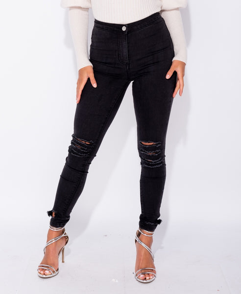 Black ripped jegging outlet jeans