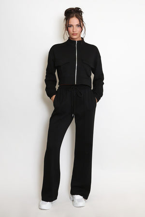 Cassie Two Piece Zipped Jacket and Wide Leg Jogger Loungewear Set