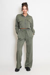 Cassie Two Piece Zipped Jacket and Wide Leg Jogger Loungewear Set