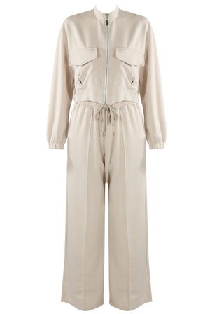 Cassie Two Piece Zipped Jacket and Wide Leg Jogger Loungewear Set