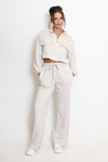 Cassie Two Piece Zipped Jacket and Wide Leg Jogger Loungewear Set