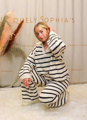 Laura  Stripe 2 Piece Knitted Lounge Set | Uniquely Sophia's