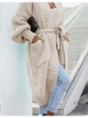 Longline Belted Knitted Cardigan | Beige