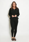 Black Knitted Loungewear Set Front