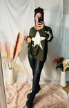 Oversized Star Print Knitted Jumper Top | Uniquely Sophia's
