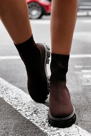 CHUNKY SOLE SOCK ANKLE BOOTS