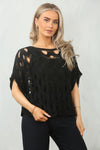 100% Cotton Boho Style Crochet Top In Colour Black 