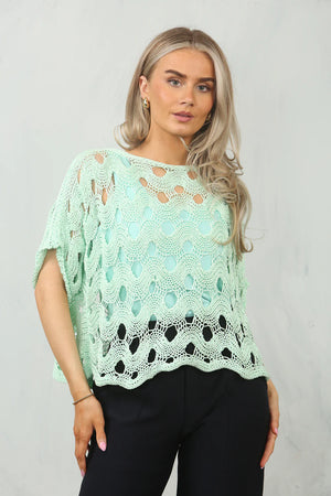 Mint Green Cap Sleeve Pattern boho Crochet Top style | Uniquely Sophia's 