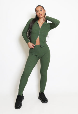 Double Zip  Knitted Lounge set