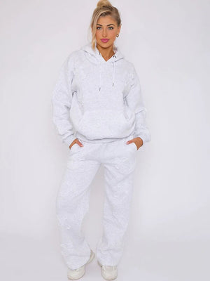 Embroidered Cross Hooded Tracksuit Grey 