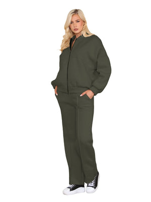 Model wear Bomber Jacket & Wide Leg Trouser Tracksuit