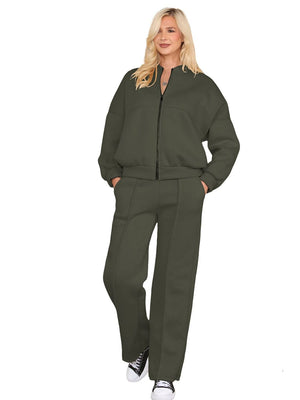 women wears Khaki tracksuit