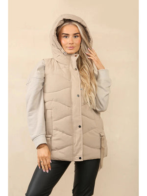 Women's Padded Short length Gilet with Hood