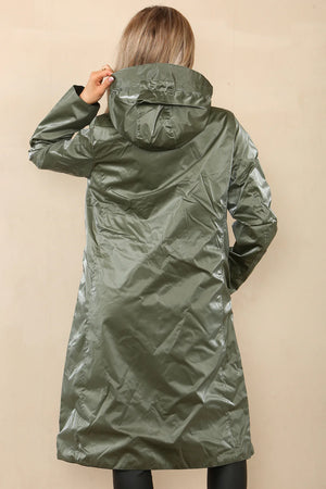 Reversable Long Length Lightweight Hooded Raincoat