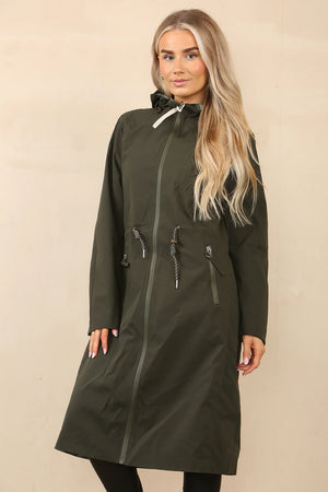 Reversable Long Length Lightweight Hooded Raincoat