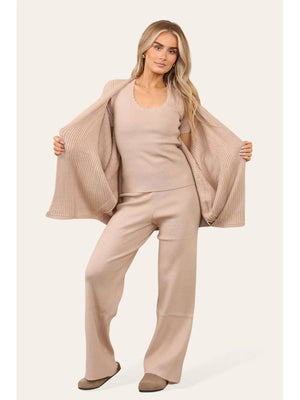 Beau Women's 3 Piece Soft Knit Loungewear Set