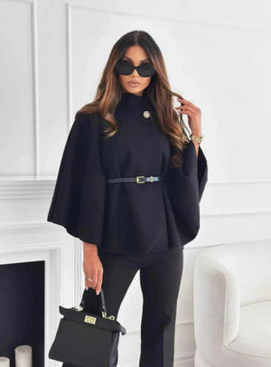 Belted Cape Coat | Women's Stylish Cape Jacket