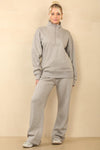 1/2 Zip Top And Wide Leg Fleece Lined Jogger Set