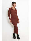 Brown Rib Knit Midi Dress Front view