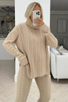 Roll Neck Cable Knit Leggings Set