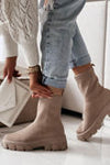 CHUNKY SOLE SOCK ANKLE BOOTS