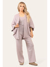 Ladies 3 Piece Loungewear set in colour blush front view 