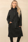 Lightweight hooded Raincoat Front view in lck