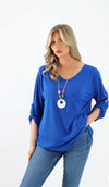 Ribbed glitter top with necklace