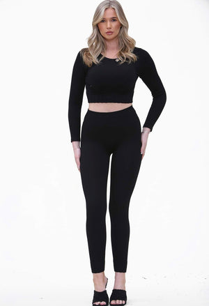 Soft ribbed long sleeve co ord