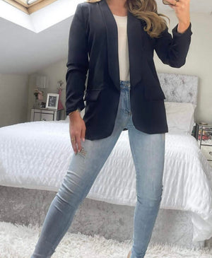 London ruched sleeve blazer | Uniquely Sophia's