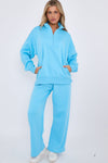 1/2 Zip Top And Wide Leg Fleece Lined Jogger Set