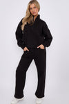 1/2 Zip Top And Wide Leg Fleece Lined Jogger Set