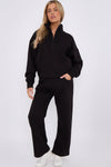 1/2 Zip Top And Wide Leg Fleece Lined Jogger Set