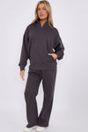 1/2 Zip Top And Wide Leg Fleece Lined Jogger Set