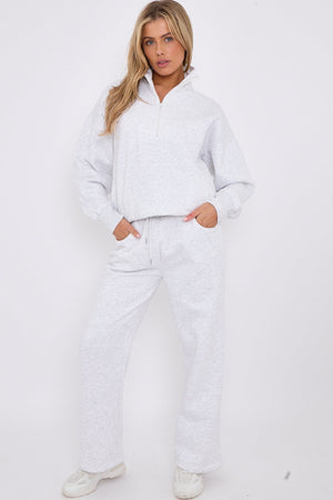 1/2 Zip Top And Wide Leg Fleece Lined Jogger Set