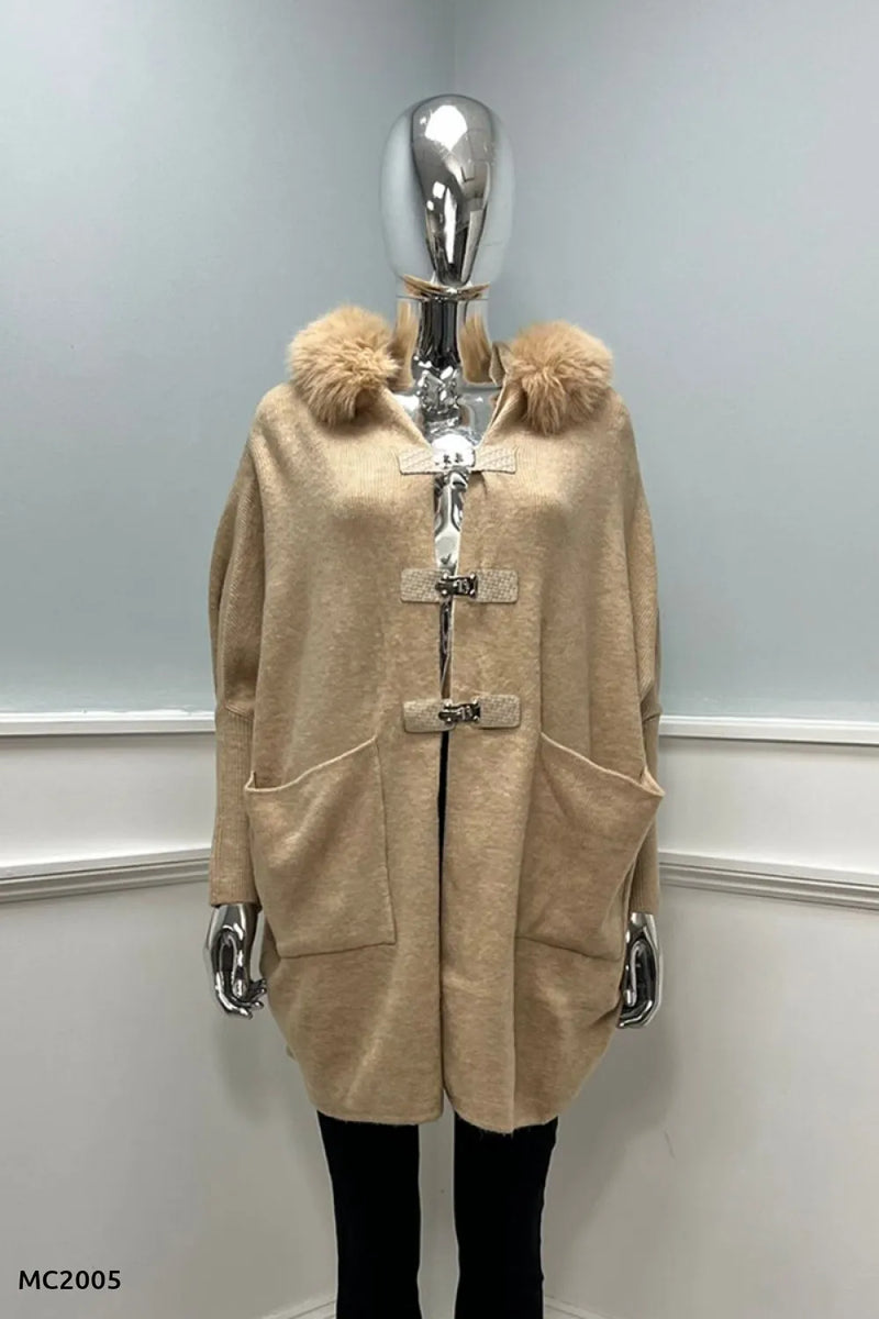 Women's Faux Fur hooded cape