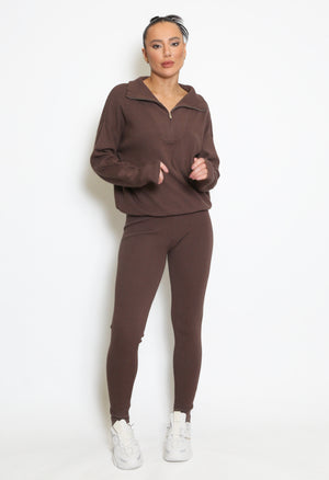 Knitted  Loungewear  Set With Half Zip