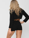 Black Knitted Crop Top and Shorts Lounge Set | Uniquely Sophia's