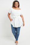 Belted Bardot top with pockets