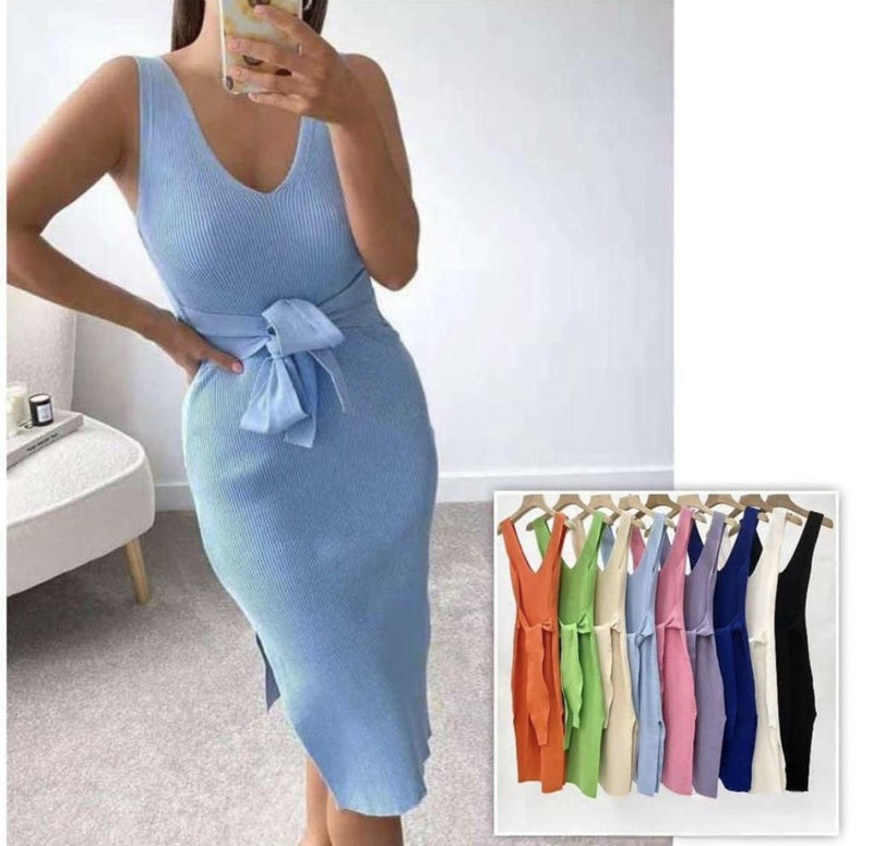 Vienna Tie Front Midi Dress