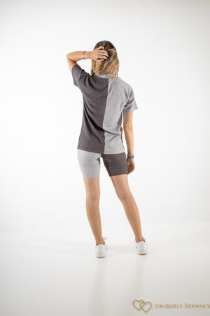 50/50 Ribbed oversized T-Shirt and Shorts Co-Ord