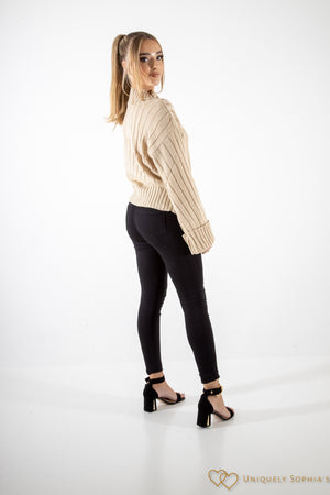 Stone Turtle Neck Oversized Knitted Jumper