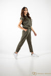Khaki short sleeve boxy top and joggers | Uniquely Sophia's