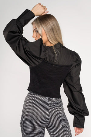 Ribbed Puff Sleeved Top