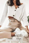 Cable Knit Cream Cropped Button Up Cadigan
