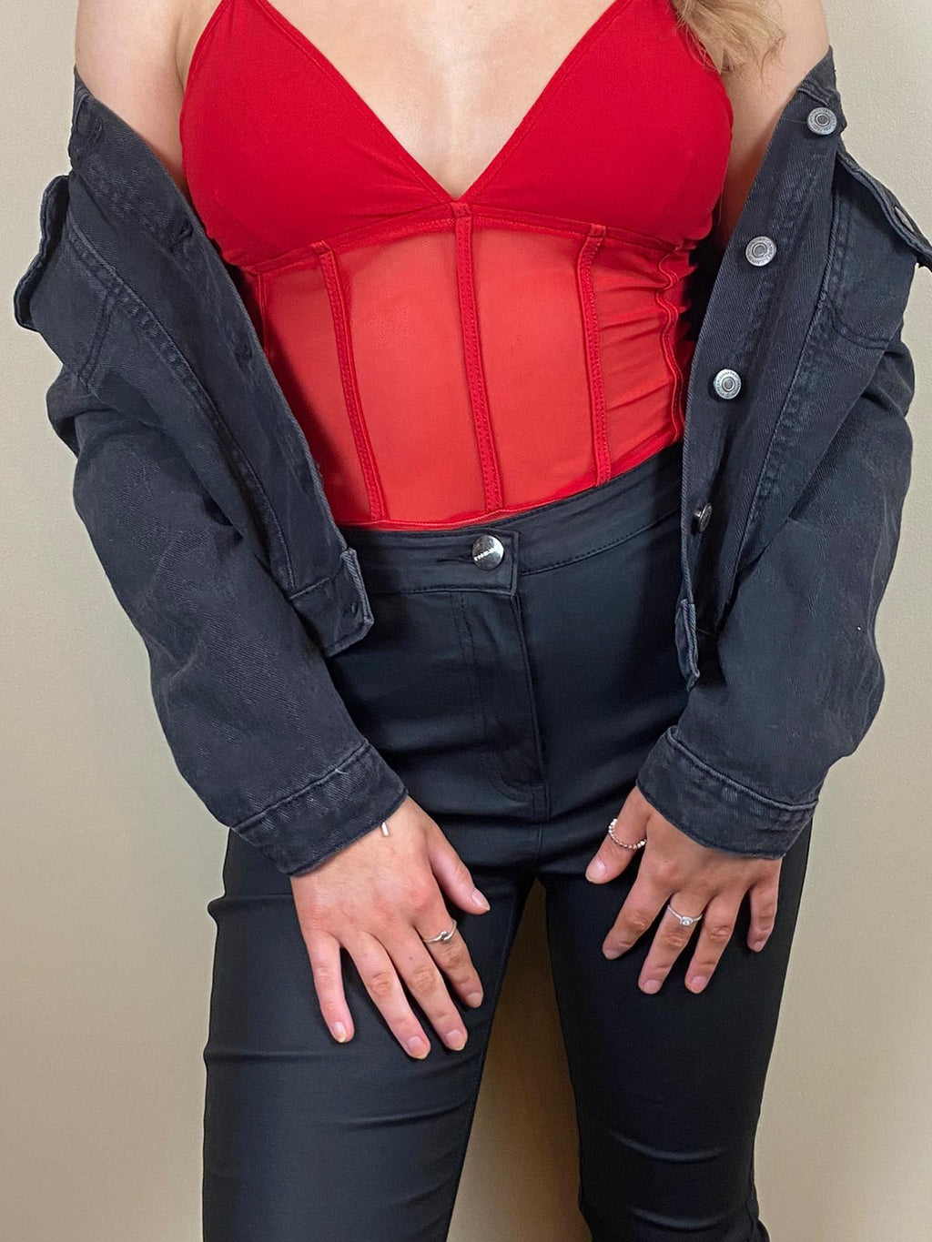 Red Panel Bodysuit | Uniquely Sophia's