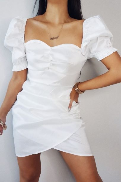 Cream puff sleeved mini dress | Uniquely Sophia's