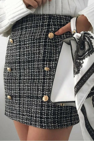 Tweed Gold Button Skirt