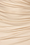 Beige Coated Ruched Side Wrapover Strappy Mini Dress
