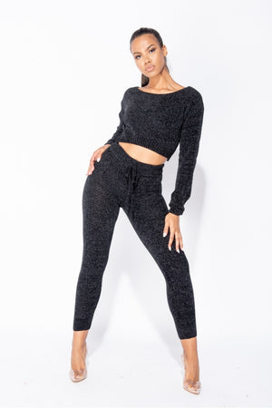 Black Chenille knitted lounge set